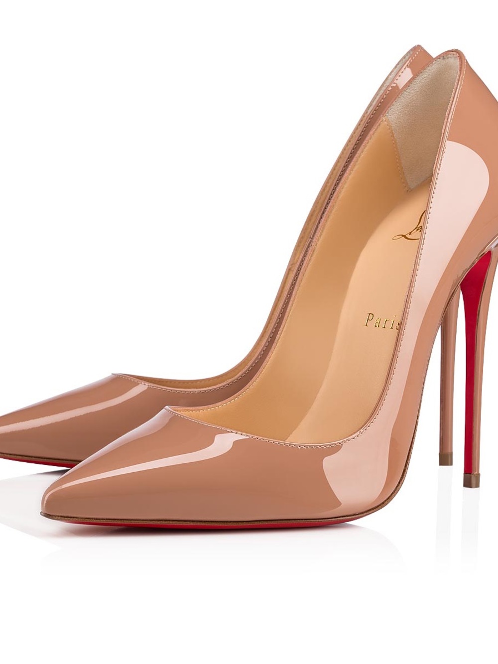 Christian Louboutin Nude Patent Pointed-Toe Stiletto Pumps
